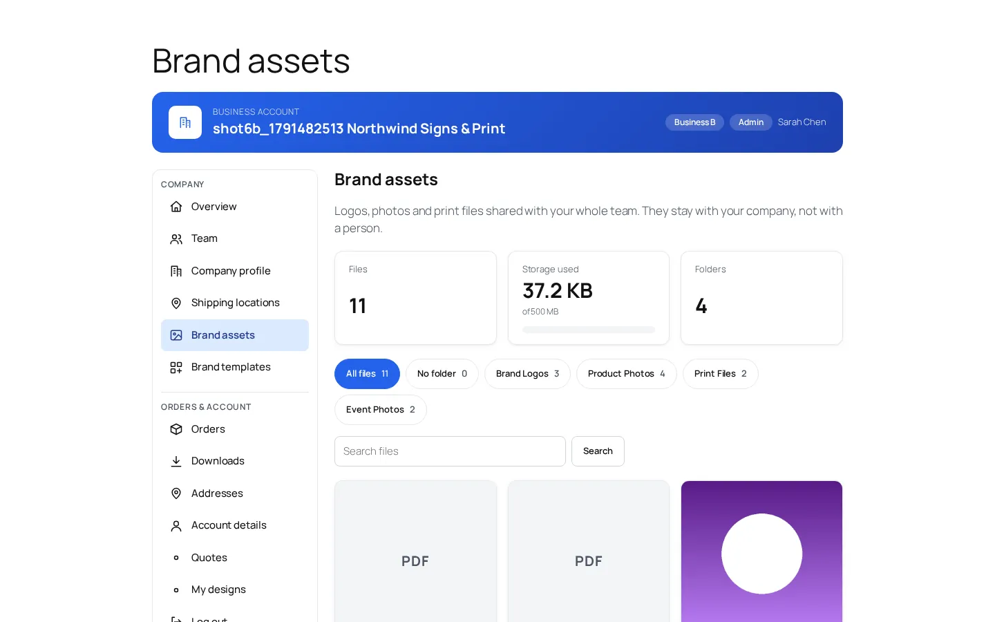 B2B Media Assets: brand libraries inside the designer