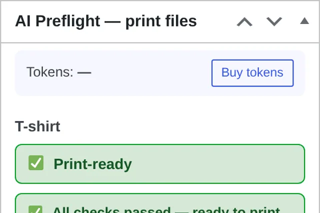 AI Preflight print files panel on the order in wp-admin: print-ready