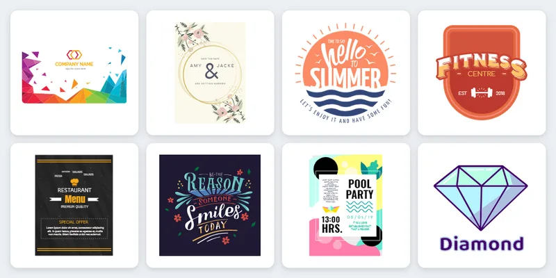 Business card, invitation, t-shirt, label, menu, tote and flyer templates from the Premium Templates library