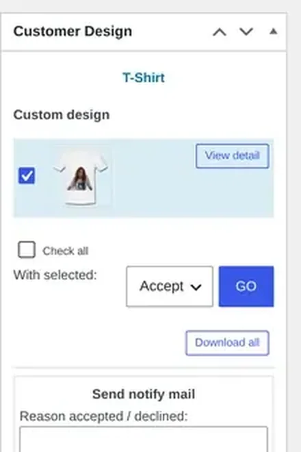 Accept or decline on the order