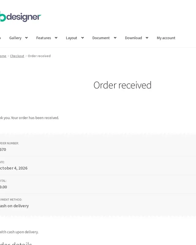 Order received