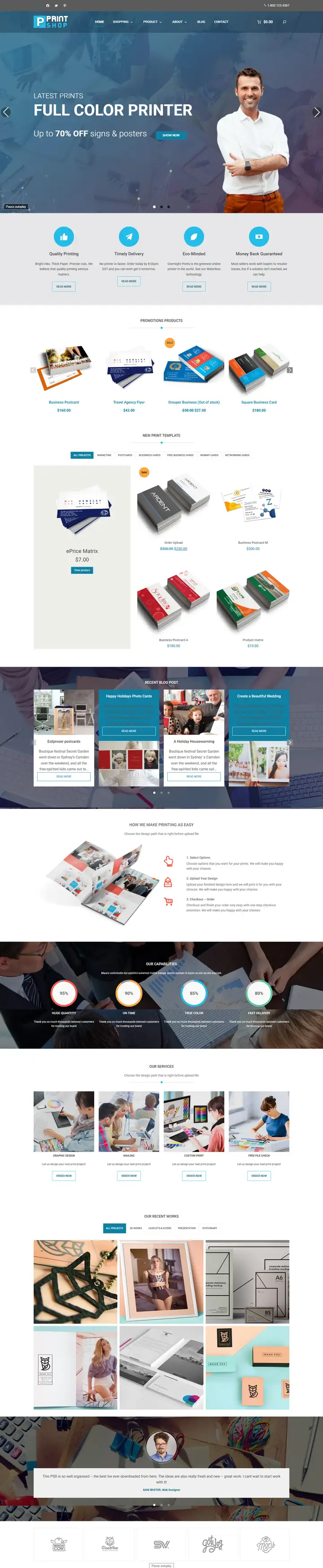 Cmsmart Print Shop Store home page