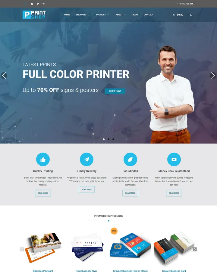 Cmsmart Print Shop Store home page