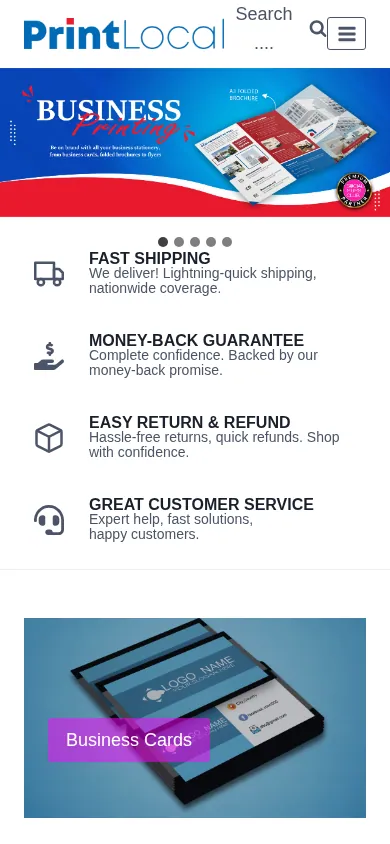 Home page of Business Transformation for Print Ordering and Personalized Products on a phone