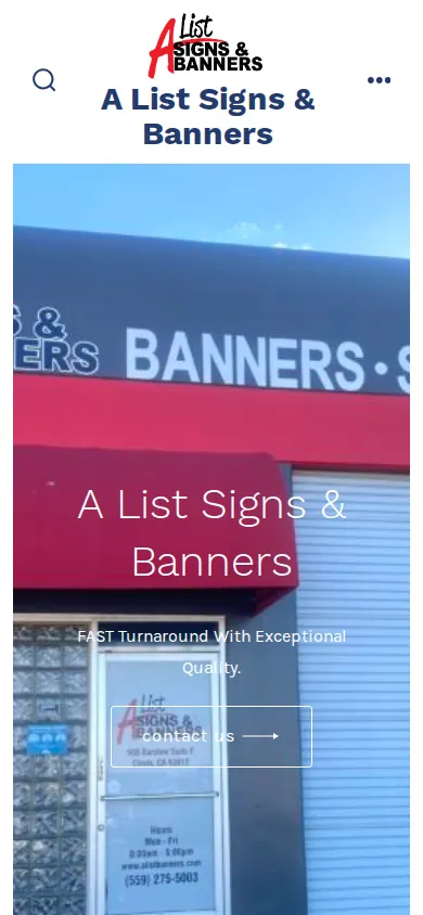 Home page of Business Transformation for Streamlined Signage and Banner Ordering on a phone