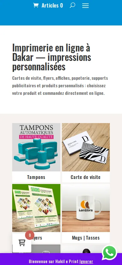 Home page of Enhanced Online Printing Experience for Custom Product Ordering on a phone