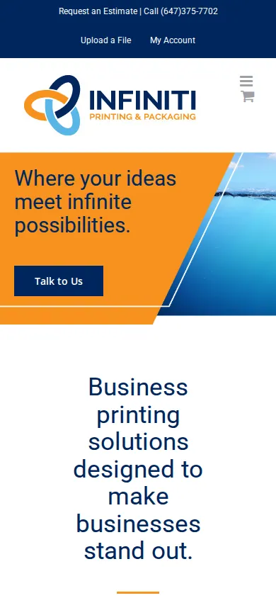 Home page of Enhancing Online Print Ordering with Streamlined User Experience on a phone