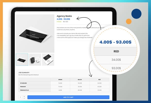 Printing Product Price Matrix